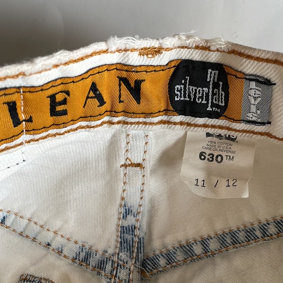Vintage Levis 630 Silver Tab Frayed High Rise Bleached White Jean Short sz 11/12 - Picture 6 of 10